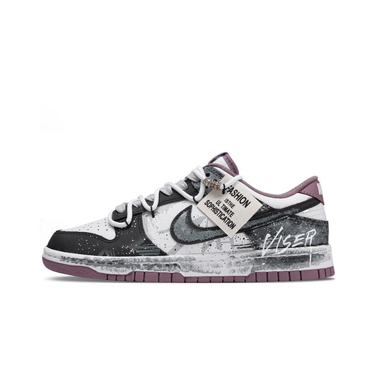 Niestandardowe trampki Nike Dunk – postapokaliptyczne graffiti na pustkowiu – ciemne, modne, niskie buty skateboardowe dla mężczyzn