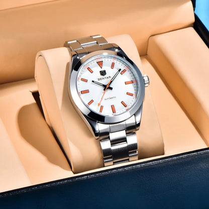 2026 New BENYAR White Mens Watches Top Luxury Automatic Watch For Men Mechanical Stainless Steel Luminous Sports Wristwatches