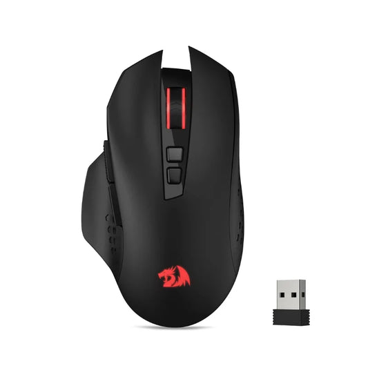 Redragon M656 Gainer trådløs gamingmus, 4000 DPI 2.4Ghz trådløs gamermus med 5 DPI-niveauer, 7 makroknapper, rød LED-baggrundsbelysning
