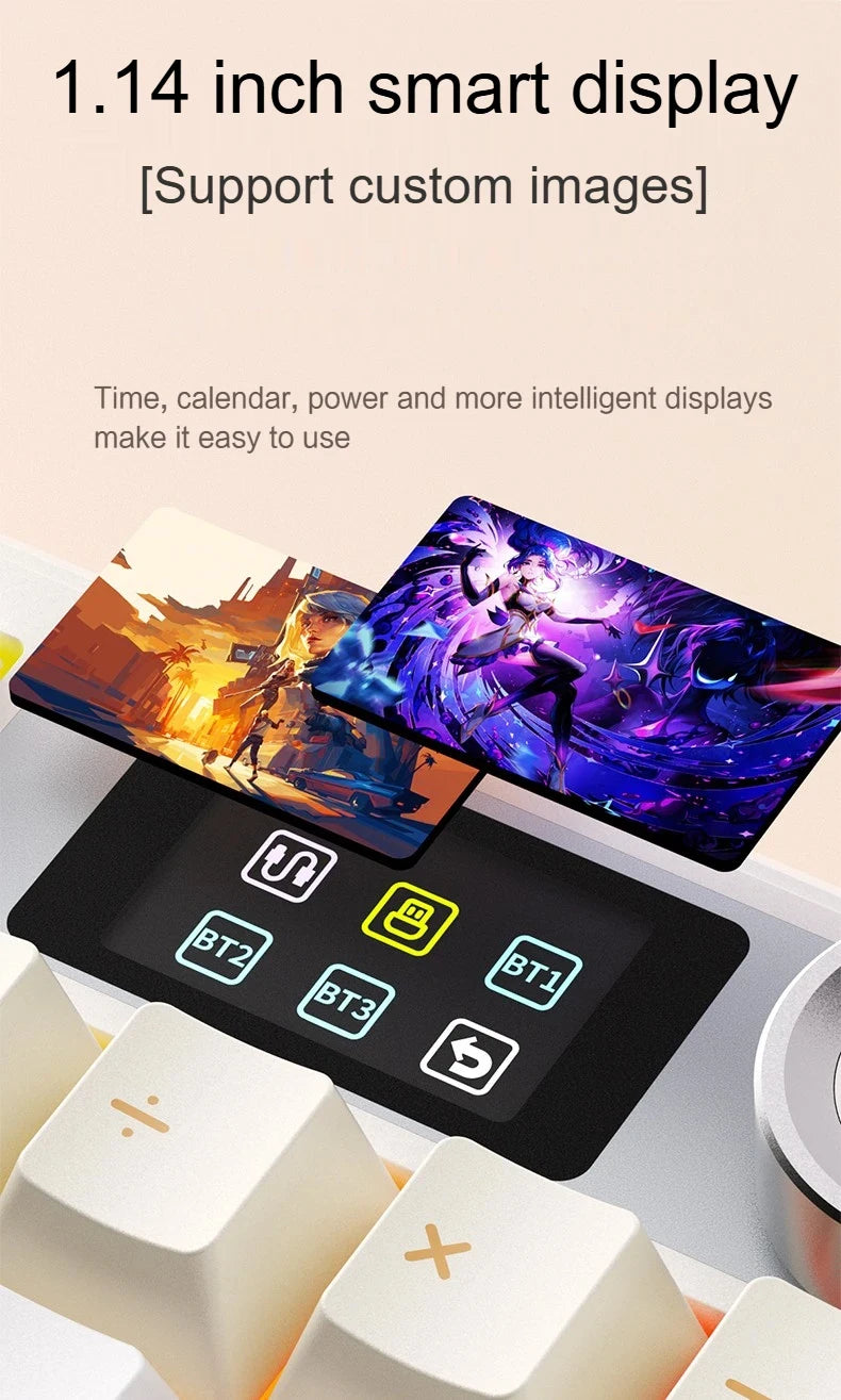 Teclado mecánico AULA F108 PRO personalizado con distribución 100%, retroiluminación RGB, Bluetooth inalámbrico, interruptores HiFi para gaming