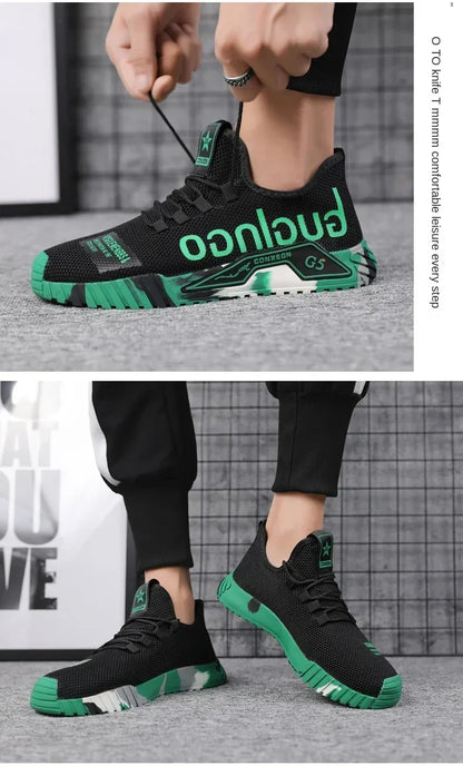 Runing Sport Fashion High Top Sneakers Zapatillas De Deporte Men Casual Mesh Shoes Light Soft Breathable Vulcanize Shoes