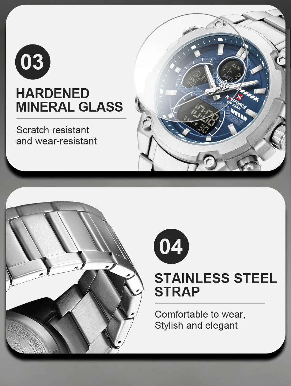 NAVIFORCE New 2026 Wristwatch For Men Bussiness Original Design Waterproof Digital Fashion Normal Watches Male Relogio Masculin