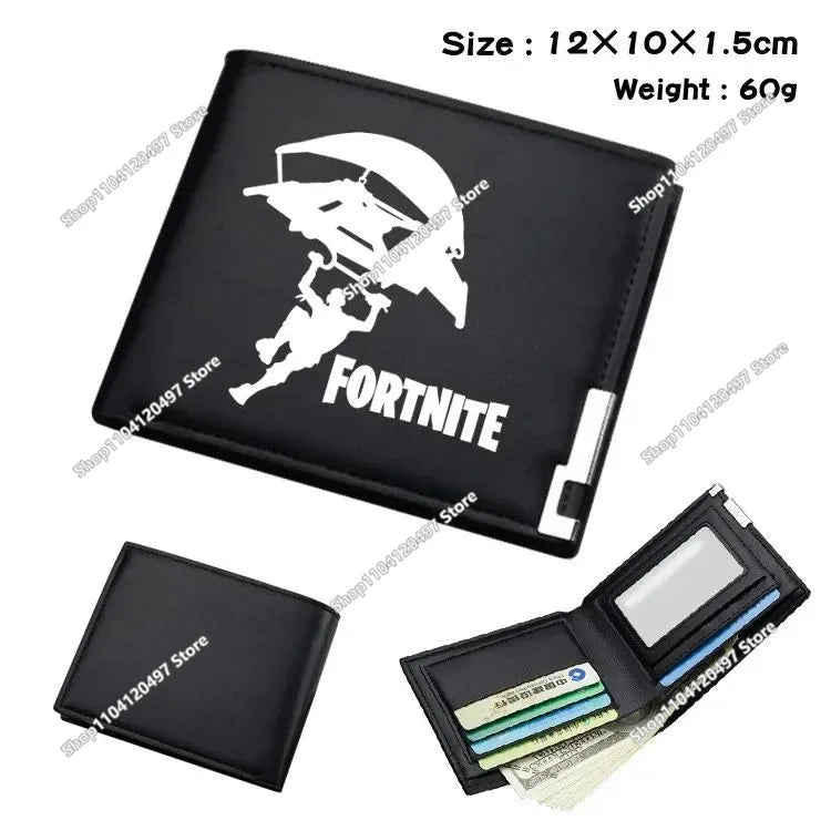 Carteras Fortnites para niños, monedero Anime Fortress Night, tarjetero de dibujos animados, bolso corto de cuero, cartera plegable de moda, regalo para niños