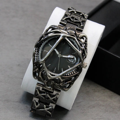 Fashion Y2K Antique Alabaster Quartz Watch Men Retro Black Strap Red Medieval Old Unique Creative Men Watches Luminous AAA Clock