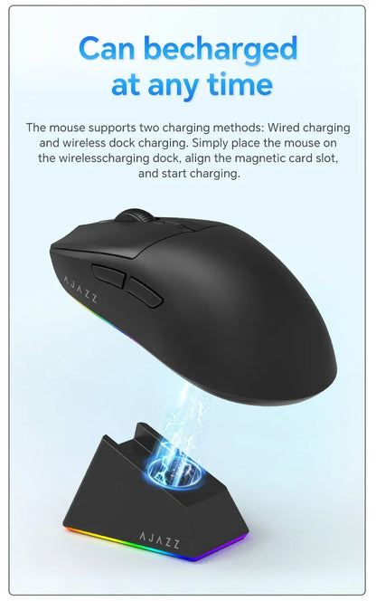 AJAZZ AJ139 V2 MC/AJ139 PRO draadloze gamingmuis met PAW3311/PAW3395-sensor, 12000DPI/26000DPI, 500mAh Bluetooth-gamermuis voor pc