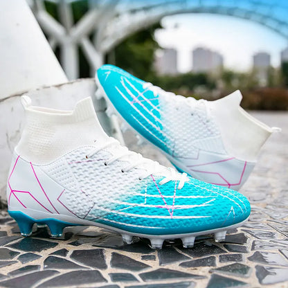 Nouvelles chaussures de Football professionnelles haut en cuir d'herbe artificielle jeunes étudiants chaussures de Football d'entraînement pour hommes et femmes sport