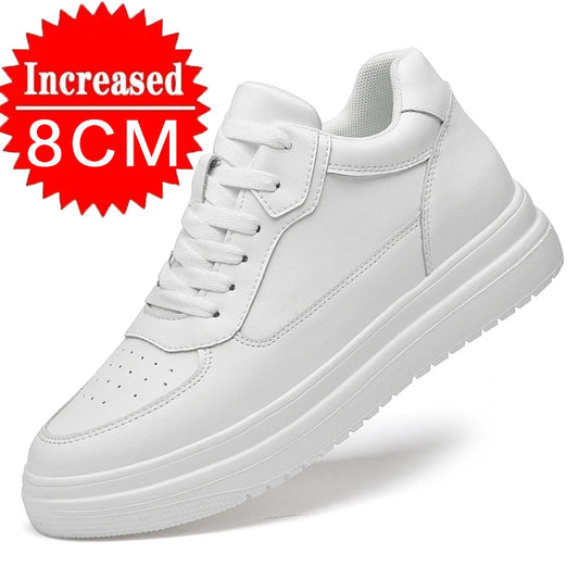 Męskie trampki, buty podwyższające dla mężczyzn, modne buty codzienne, wygodne skórzane buty sportowe, zwiększające wzrost o 6/8/10 cm