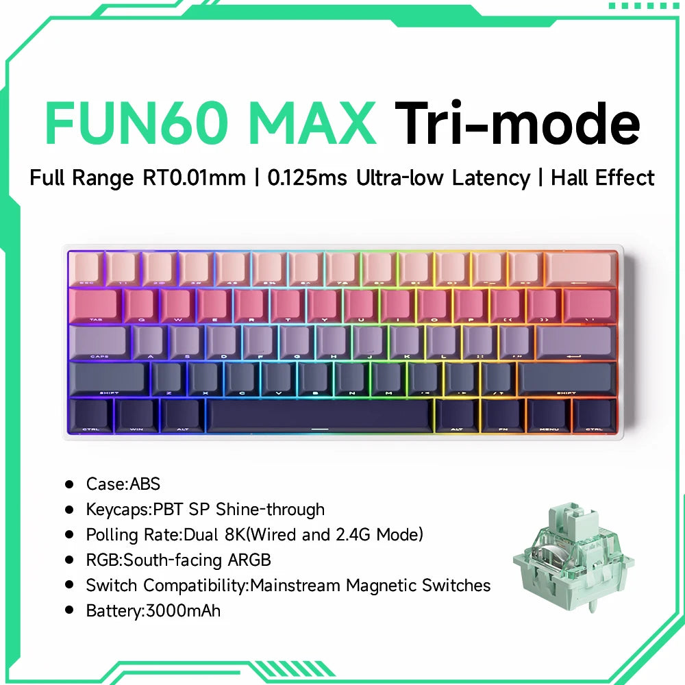 Teclado magnético Akko MonsGeek FUN68 FUN60 PRO&MAX HE 60% 65% para gaming, teclados gaming Rapid Trigger 8K, teclado personalizado para gamer e esports