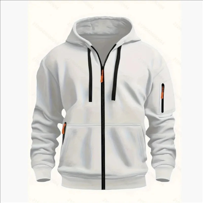 Produit gaming premium Fraquane Men's Sweatshirts with Zipper Pockets Thin Solid Color Half Tracksuit Casual Outdoor Hooded Tracksuit Long Sleeves Jacket Coats.