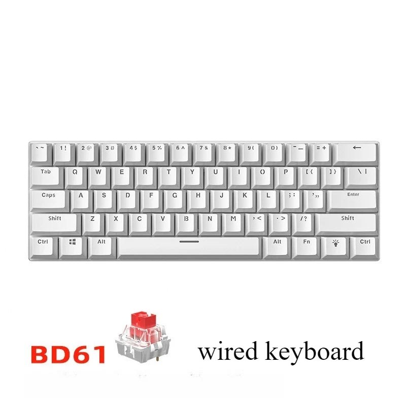 Tastiera meccanica 60% da gaming, tastiera gamer meccanica per PC, laptop e ufficio, mini keyboard con tasti bianchi
