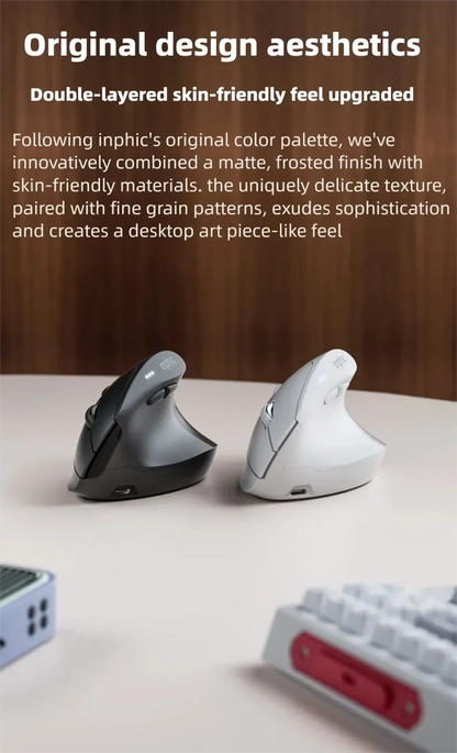 Inphic X9 PRO Vertical Wireless Mouse, Ergonomic Silent Bluetooth & 2.4G Rechargeable Mouse with Type-C Fast Charging, 12800 DPI for Laptop, PC & Gaming