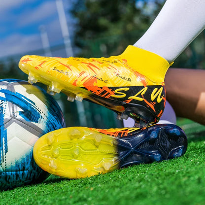Chaussures de football professionnelles pour hommes/femmes, crampons antidérapants FG, bottes de football respirantes, chaussures d'entraînement à tige haute