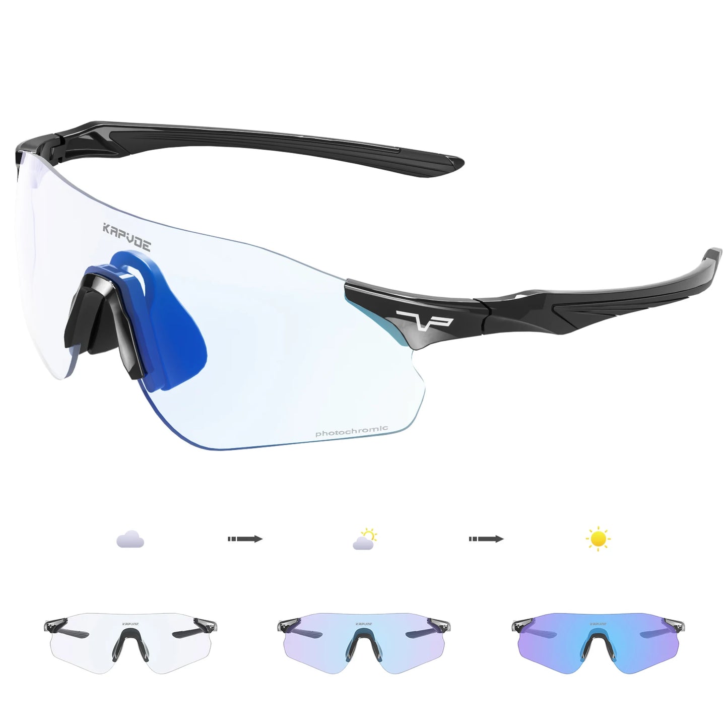 Kapvoe New Outdoor Running Cycling Glasses Bike Photochromic Sunglasses Women Eyewear Men Sports Marathon Bicycle UV400 Goggles