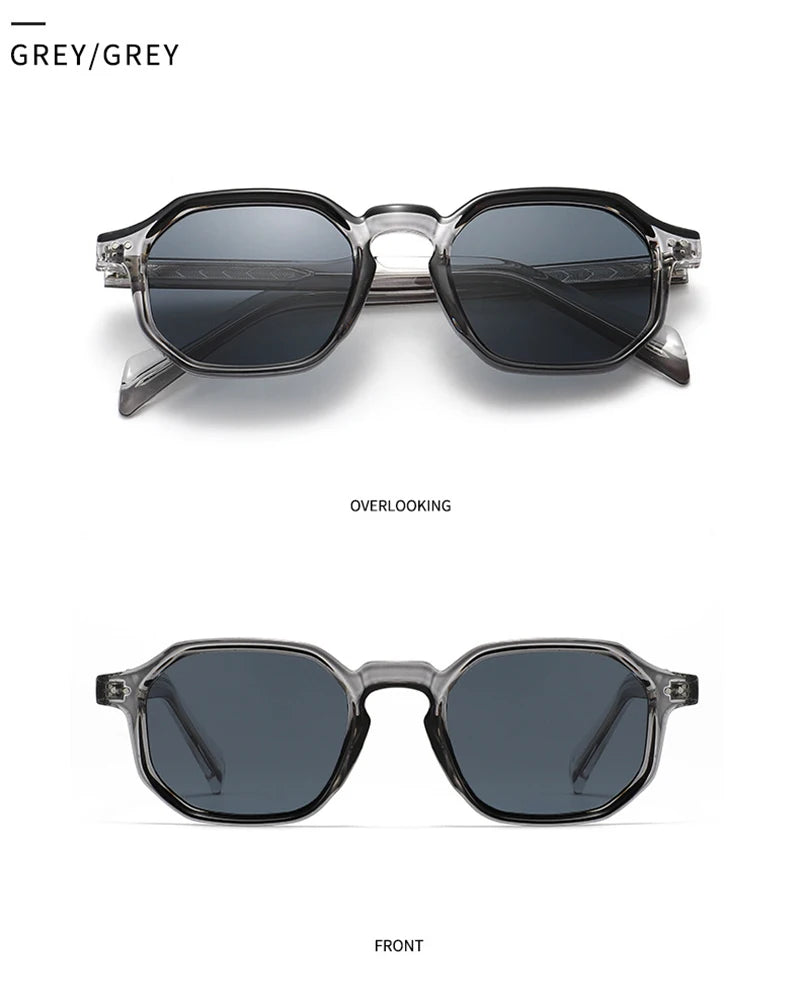 SHAUNA New Polygon Square Men Polarized Sunglasses Retro Rivets Women Blue Green Shades UV400