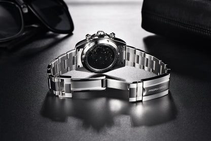 PAGANI DESIGN Personalized Men Automatic Mechanical Watch Colorful Gemstone Bezel Small Three-Pin Tachymeter Design Chronograph