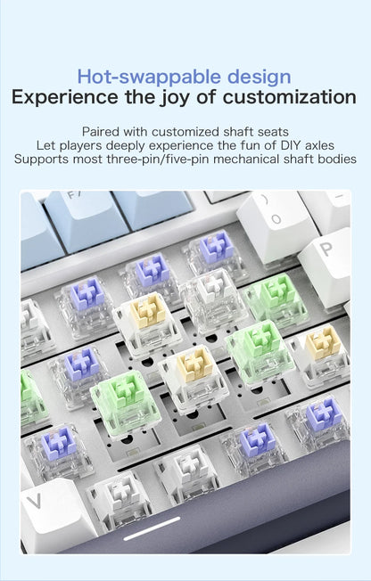 Teclado mecânico F75 FREEWOLF * AULA F75 Bluetooth de três modos, dedicado a gaming e utilização em escritório