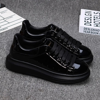 Red lacquered men's shoes Fashion black casual skateboard shoes Outdoor tennis walking shoes Universal men and women