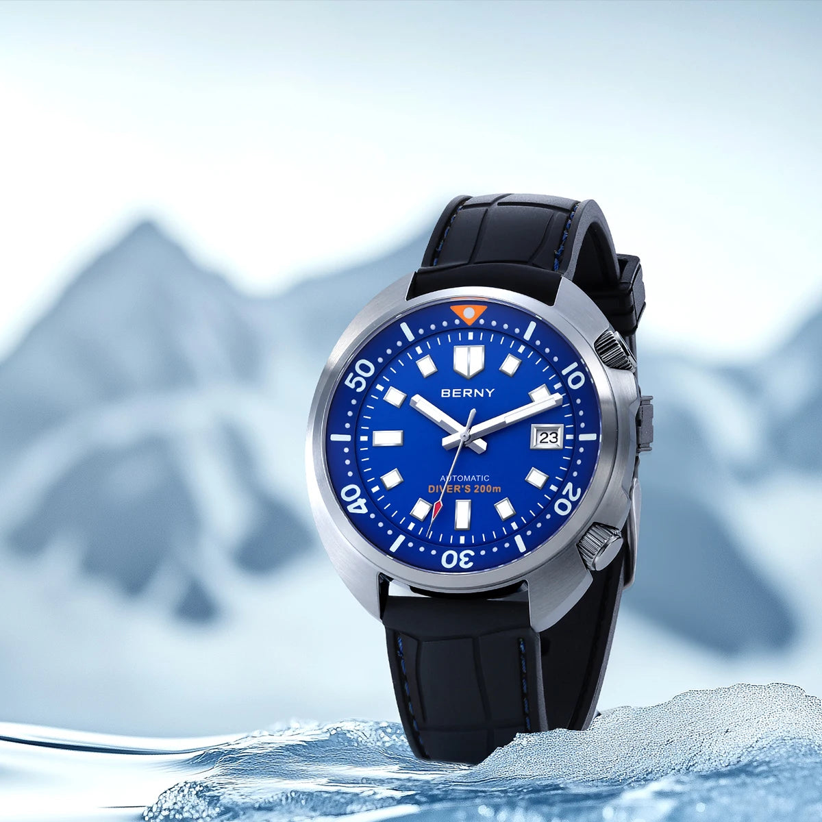 BERNY 20ATM Diver Watch For Men Mechanical Miyota 8215 Sapphire Sports Diving Luminous Anti-collision Crown Dual Crown Men Watch