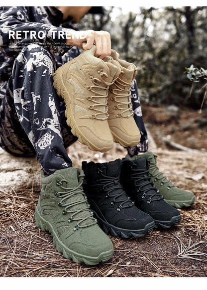 Botas tácticas mejoradas de entrenamiento de combate para hombre, calzado outdoor para camping antidesgaste de respuesta rápida, zapatillas de senderismo para pesca y caza para hombre