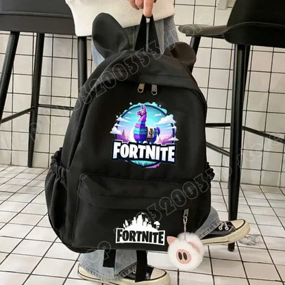 New Fortnite Cartoon Backpack Boy Girl Casual Schoolbag Large Capacity Student Bag Rabbit Ears Travel Backpack Stationary Gift