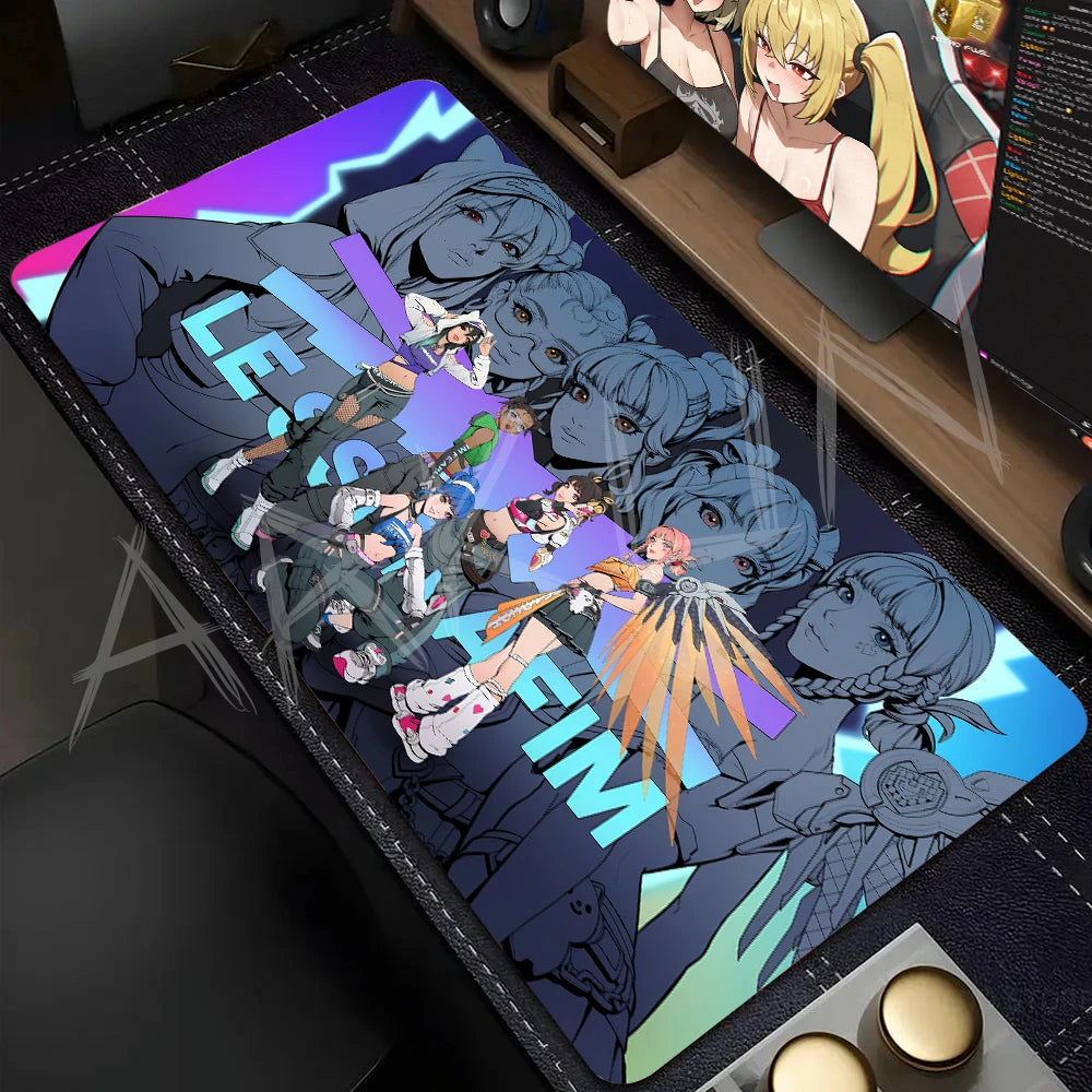 Alfombrilla de ratón gaming XXL de goma suave para escritorio y oficina, 900x400, estilo anime con chica gamer de Overwatch y FPS grandes