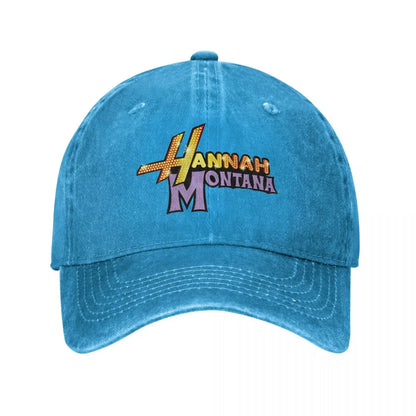 Hannah Montana Logo Baseball Cap Fashion Distressed Washed Miley Cyrus Funny Sun Cap Men Women Outdoor Workouts Adjustable Hat