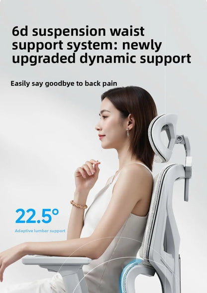 Adjustable Ergonomic Mesh Office Chair, Breathable High Back Computer Desk Chair with 6D Lumbar Support & Retractable Footrest