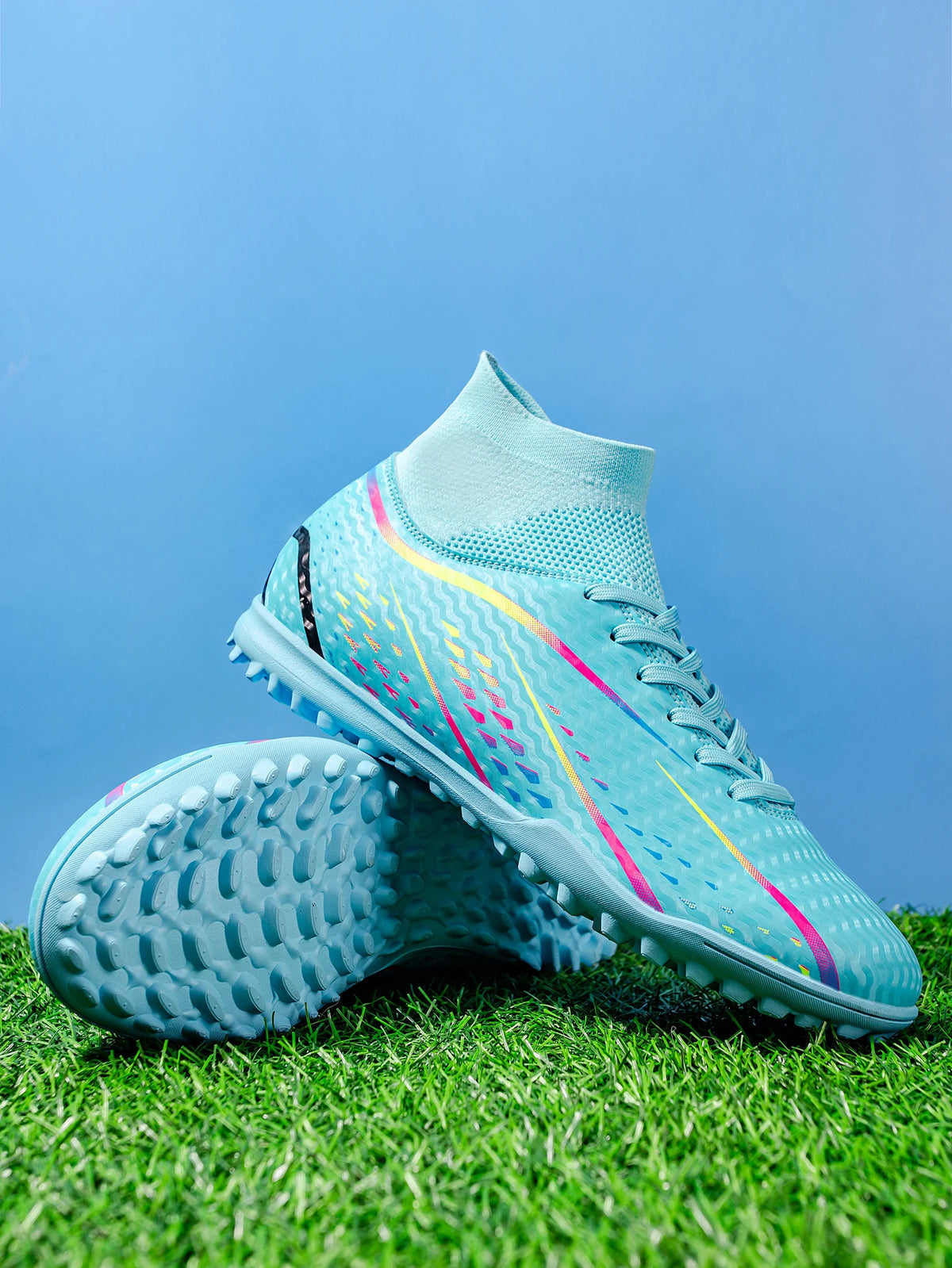 Chaussures de football TF professionnelles pour hommes, femmes et enfants, en PU + tissu respirant, semelle en caoutchouc résistante à l'usure