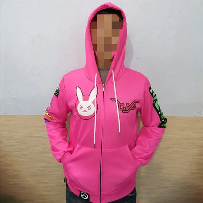 Anime Game Hoodie Sweatshirt 3D Printing Overwatch D.Va DJ Cosplay Costume Women Men Couple Hooded Jacket Top Clothing