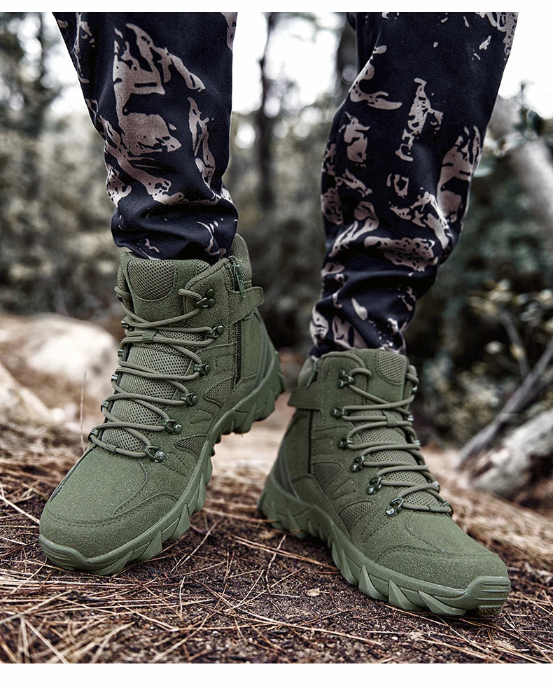 Botas tácticas mejoradas de entrenamiento de combate para hombre, calzado outdoor para camping antidesgaste de respuesta rápida, zapatillas de senderismo para pesca y caza para hombre
