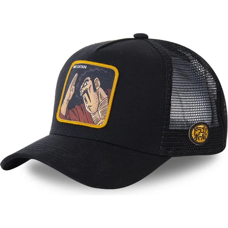 Șapcă Dragon Ball Son Goku de vară pentru călătorii, cu cozoroc, pentru bărbați, brodată, în stil hip-hop, cu vizieră de soare, șapcă de camionagiu ajustabilă din plasă