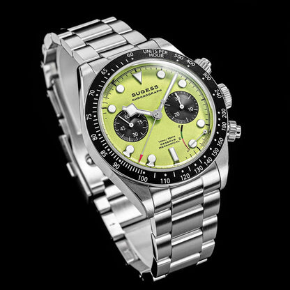 Sugess Chronograph Men Watch Original ST1907 Swanneck Pilot Mechanical Wristwatches Domed Sapphire Crystal Dopamine S457 2025new