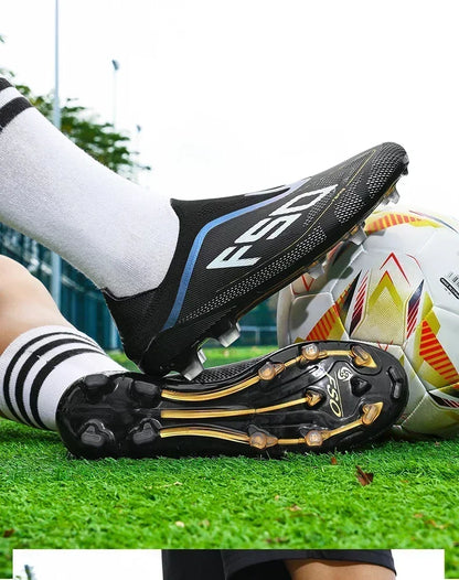 Nouvelles chaussures de football pour hommes, de haute qualité, très vendues, antidérapantes, mi-hautes, légères, pour l'extérieur, crampons de match, pour l'entraînement sur gazon.