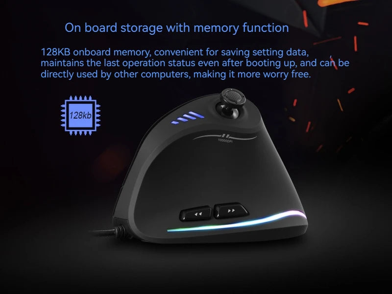 ZELOTES C18 Upright Ergonomic Gaming Mouse, 10000 DPI Wired Vertical Optical Mouse with 11 Programmable Buttons for PC, Office & Gaming