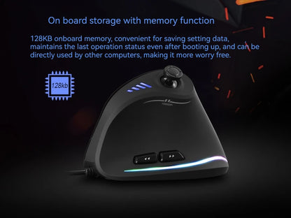 ZELOTES C18 Upright Ergonomic Gaming Mouse, 10000 DPI Wired Vertical Optical Mouse with 11 Programmable Buttons for PC, Office & Gaming