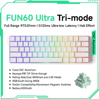Tastiera meccanica Akko MonsGeek FUN60 con switch magnetici, 60%, tastiera gaming Rapid Trigger 0.01mm, 8K, ARGB, HE/TMR, custom