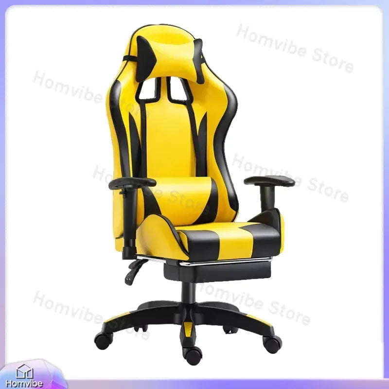 Chaise de jeu ergonomique avec support lombaire et appui-tête, hauteur réglable, style racing, pour la maison, le bureau et l'e-sport