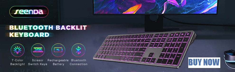 Combo de teclado y ratón inalámbricos con retroiluminación RGB, letras iluminadas recargables, tamaño completo, ergonómico, modo de suspensión, 2.4GHz