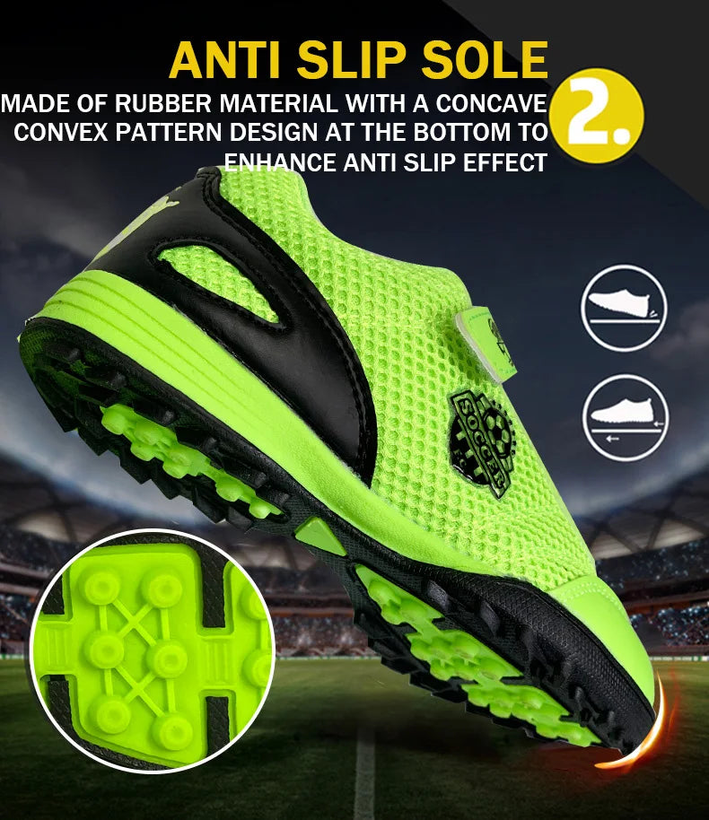 Chuteiras de futebol para criança menino/menina Tf com fecho de velcro, sem pitões, para lacrosse, iniciantes em críquete e basebol