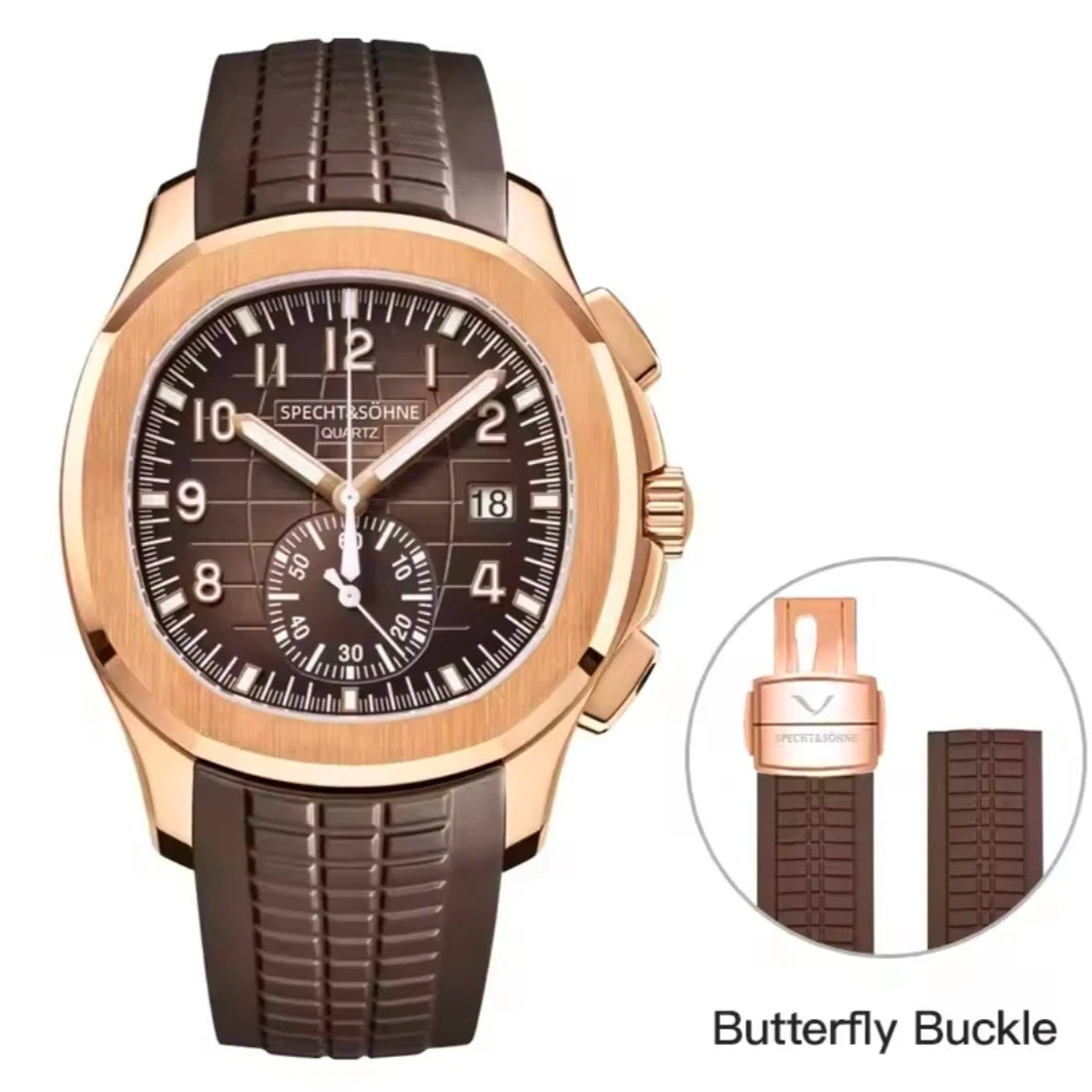 2026 New Specht&Sohne Men's Watches Quartz Watch Top Brand Luxury Chronograph Sport Rubber Luminous 5Bar Waterproof Reloj Hombre