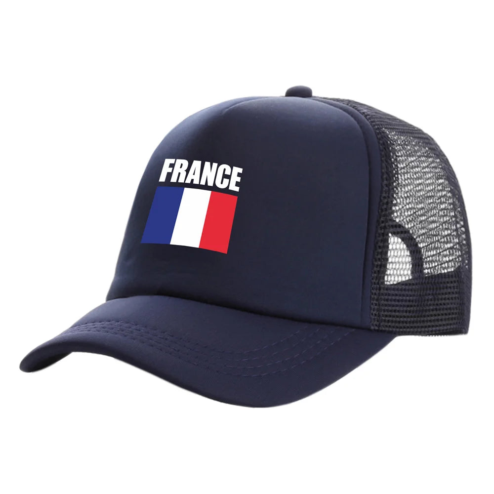 Franciaország Trucker sapkák Divatos, menő francia sapkák Baseball sapka Nyári, szabadtéri, napvédő hálós sapkák
