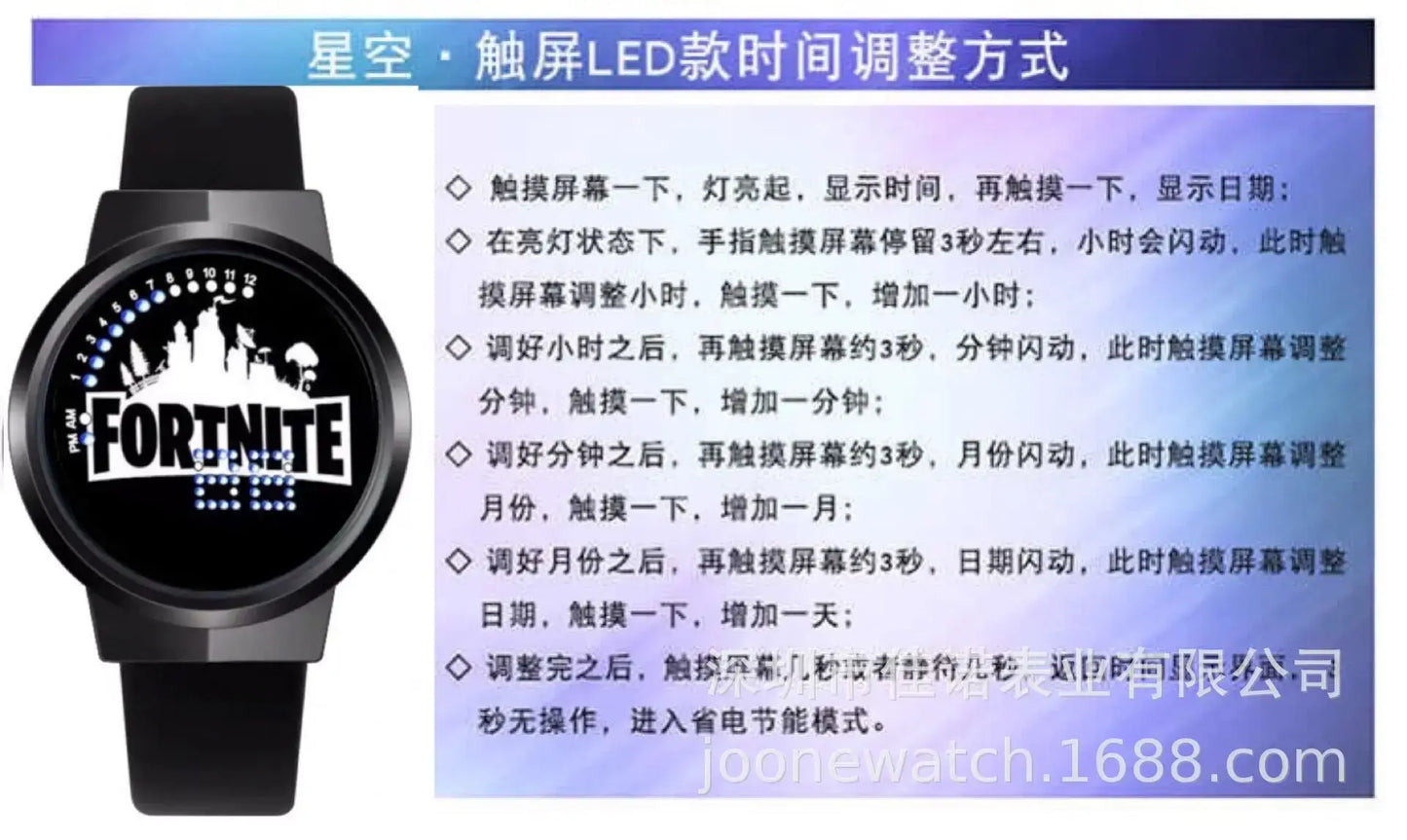 Fortnite Watch Cute Fashion  Cartoon Personalized Kawaii Touch Night Light LED Student Electronic Watch Gift for Friends