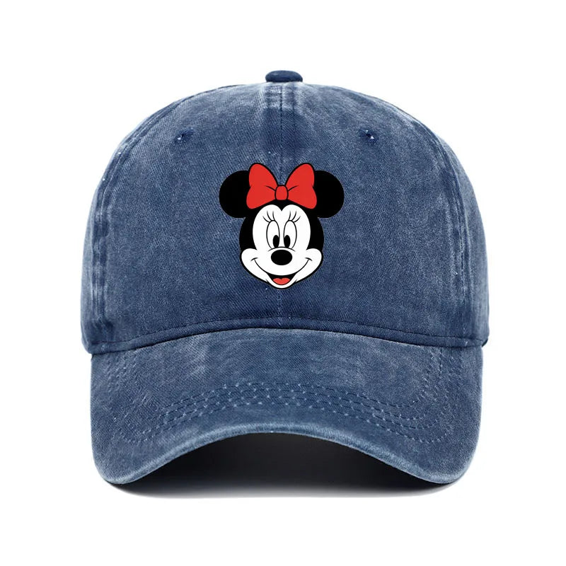 Retro Washed Mickey Mouse Print Baseball Cap Men Women Vintage Kpop Snapback Cap Adjustable Breathable Trucker Hat Sunscreen Hat