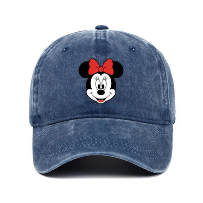 Retro Washed Mickey Mouse Print Baseball Cap Men Women Vintage Kpop Snapback Cap Adjustable Breathable Trucker Hat Sunscreen Hat