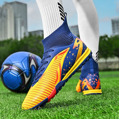Nouvelles chaussures de football pour hommes, chaussures de sport, chaussures de futsal à cheville haute, chaussures de football de haute qualité, antidérapantes pour intérieur et extérieur, ultralégères, antidérapant