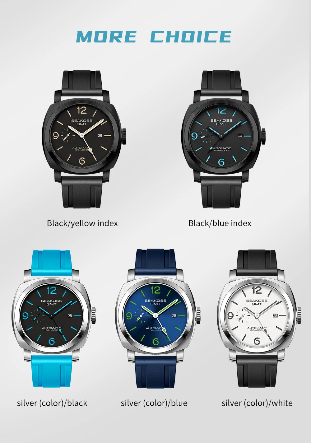 SEAKOSS 45mm Diving GMT Watch Automatic Mechanical Wristwatches Seagull ST2557 Movement 100M Luminous Calendar Men's Watches