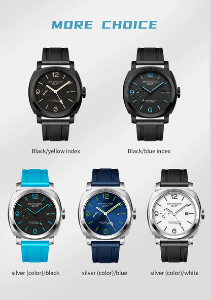 SEAKOSS 45mm Diving GMT Watch Automatic Mechanical Wristwatches Seagull ST2557 Movement 100M Luminous Calendar Men's Watches