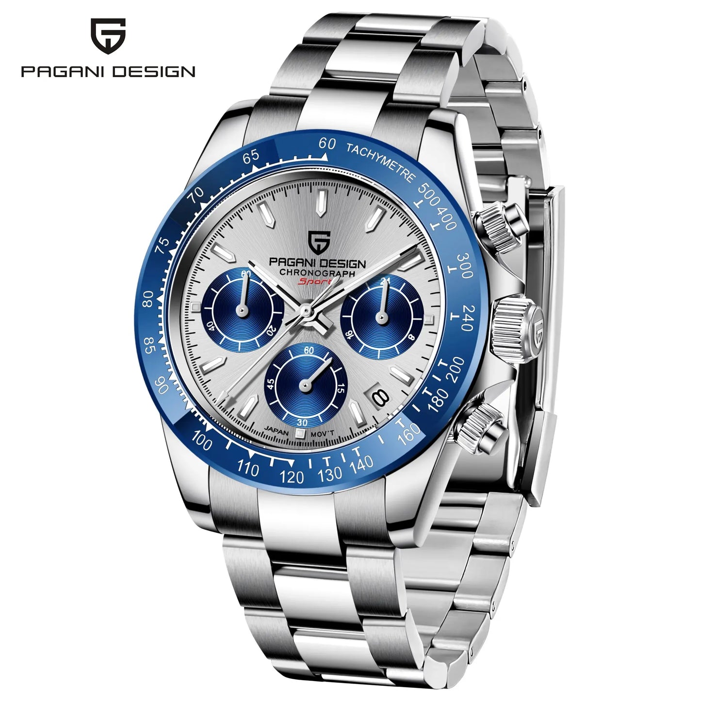PAGANI DESIGN Men Exquisite Quartz Watch Luxury Choice VK63 Sapphire Mirror Stainless Steel Calendar Small Three-Pin Chronograph