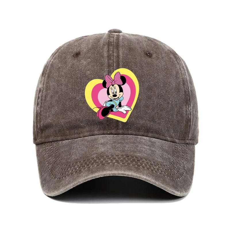 Retro Washed Mickey Mouse Print Baseball Cap Men Women Vintage Kpop Snapback Cap Adjustable Breathable Trucker Hat Sunscreen Hat