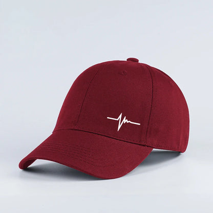 Heartbeat ECG Lifeline Print Baseball Cap Men Women Adjustable Dad Hat Minimalist Casual Sport Sun Hat